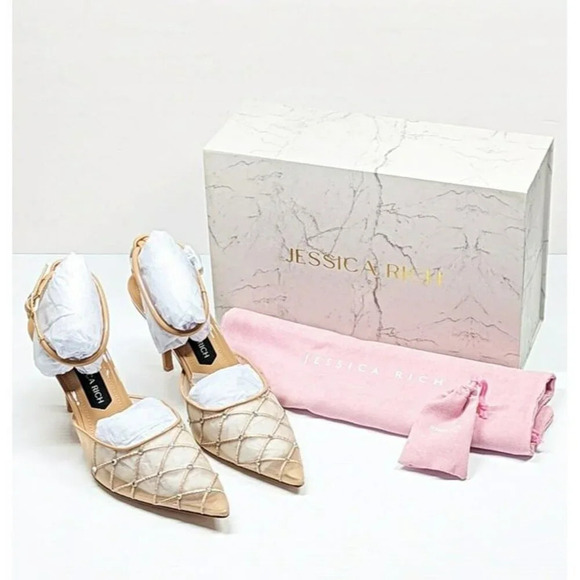 Jessica Rich Women's Amora Embellished Mesh Pointed Toe Pumps Size 40 MSRP $250 - Picture 3 of 11